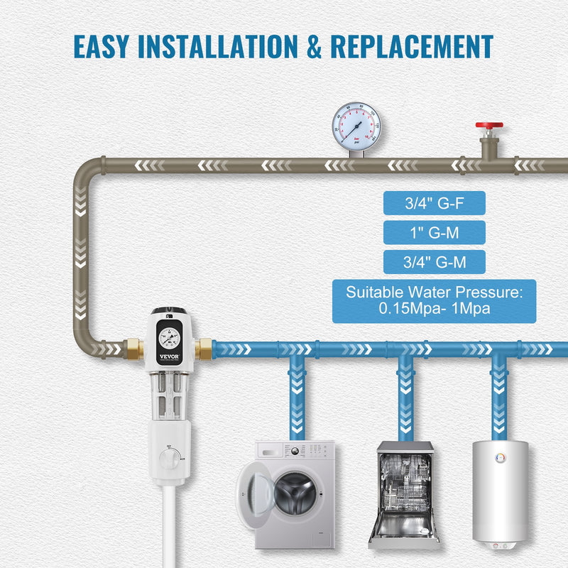 VEVOR Spin Down filtrs, 40 mikroni, visa mājas nogulšņu filtrs, augsta plūsmas ātrums