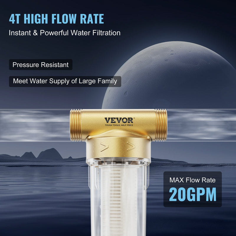 VEVOR spin-down filtrs, 40 µm + 30 µm, nogulšņu filtrs akas ūdenim,  20 mm G-F + 25 mm G-M, 4 m³/h plūsma