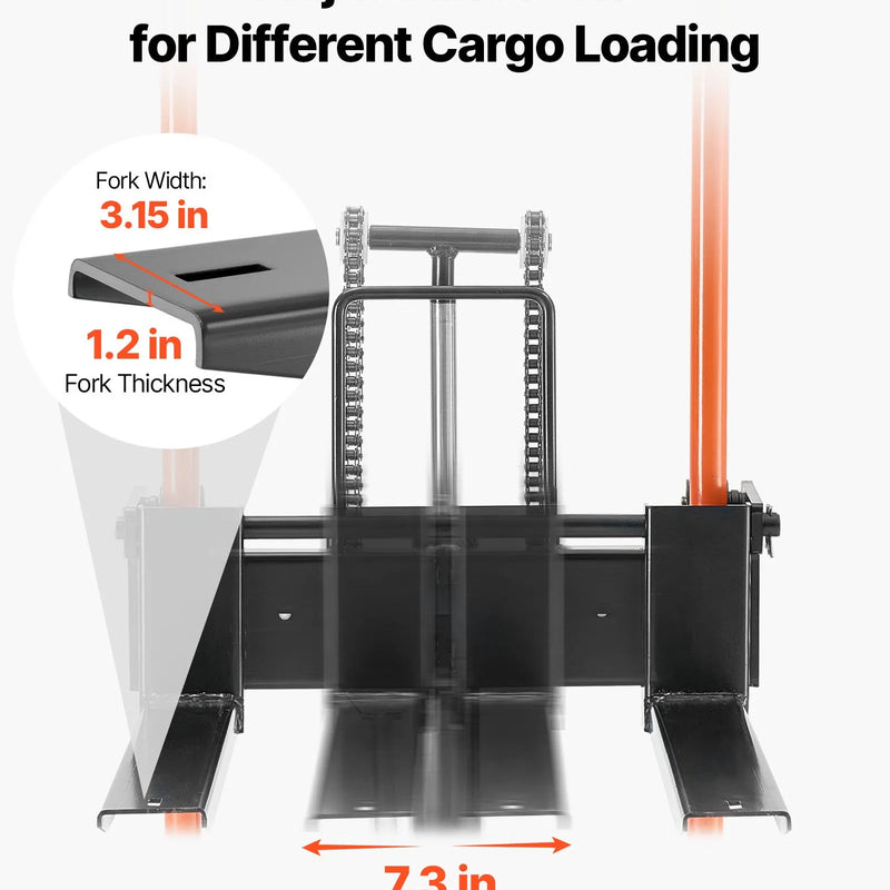 VEVOR hidrauliskais materiālu pacēlājs ar vinču 205 kg, palešu ratiņi ar dakšu pacelšanas galdu, 900 mm maksimālais pacelšanas augstums, salokāmi un pārvietojami palešu ratiņi, dzelteni/melni