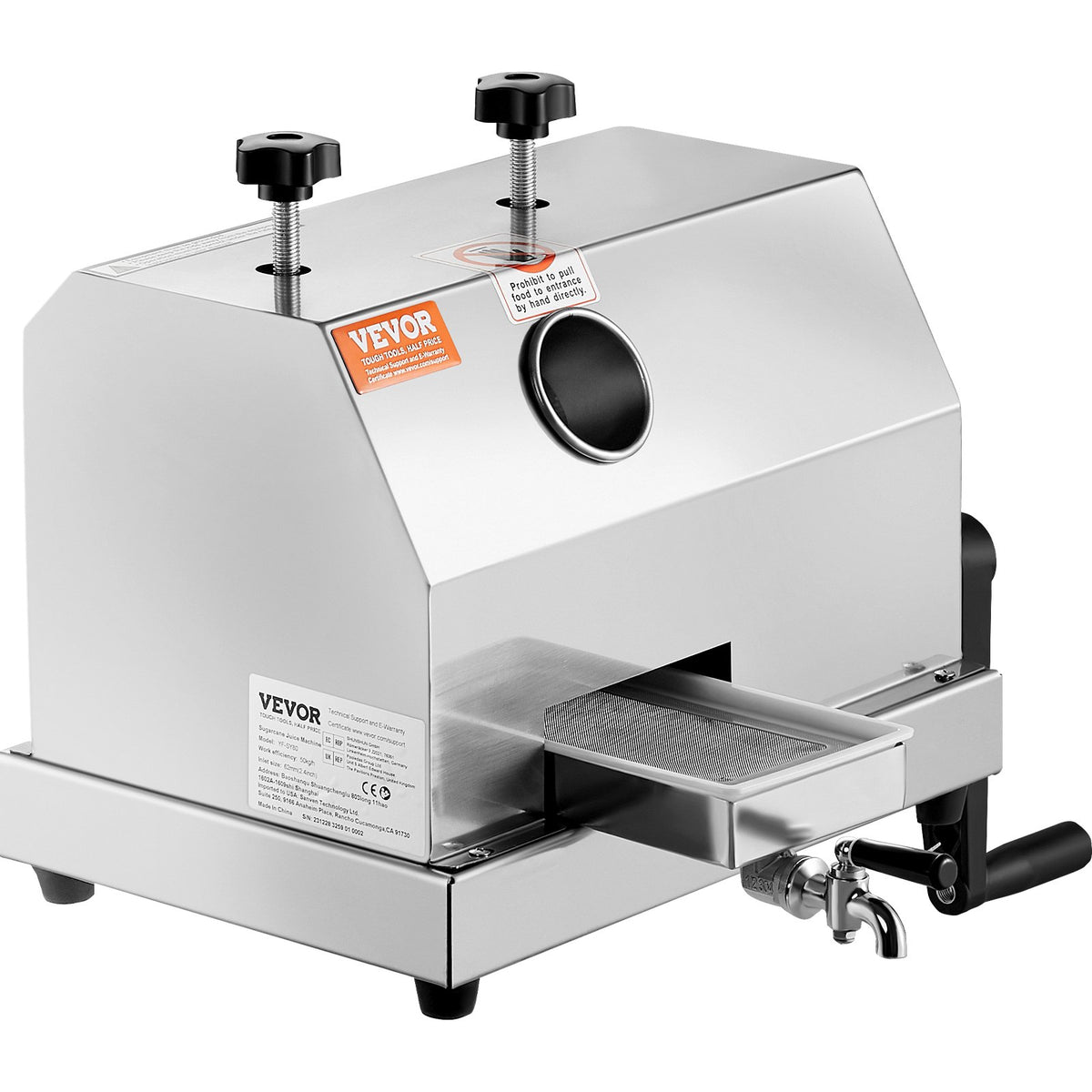 VEVOR kommerts suhkruroomahlapress 3 rulliga, 50 kg/h, 6 cm sisend