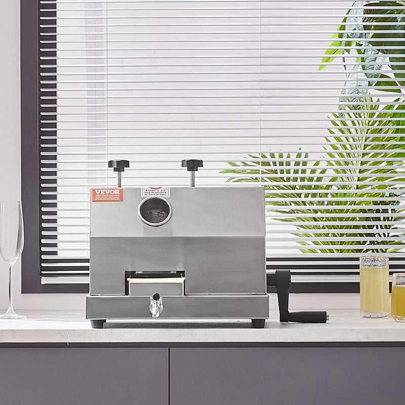 VEVOR komerciālā cukurniedru sulu spiede, 3 veltņi, 6 cm padeve, jauda 50 kg/h