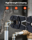 VEVOR cauruļu presēšanas instrumentu komplekts PEX un alumīnija–plastmasas caurulēm ar TH12, TH16, TH20, TH26, TH32 spīlēm, lokāmu rokturi, kompaktā viena porta presētājs ar uzglabāšanas koferi cauruļvadu remontam un uzstādīšanai