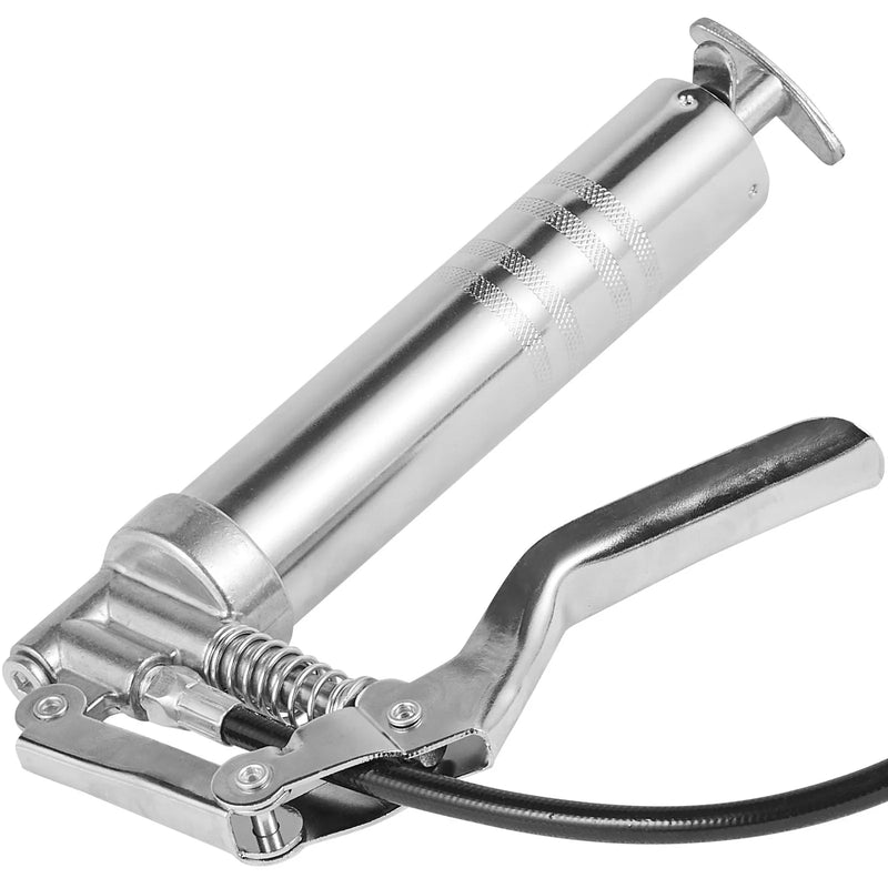 VEVOR Smērvielas pistole ar rokturi, 240 bar, 120 ml ietilpība, profesionāla pastiprinātas konstrukcijas, ar 295 mm elastīgo šļūteni, 2 melnām plakaniem savienotājiem, 1 pastiprinātu uzgali un 2 stingrām metāla caurulēm