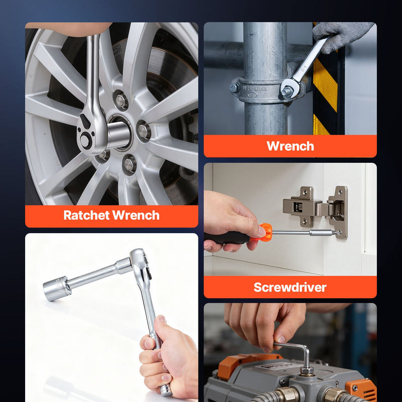 VEVOR 314 daļu mehāniķa instrumentu komplekts ar metriskajām uzgriežņu galvām, kombinētajām un sprūdrata atslēgām, sešstūra atslēgām, skrūvgriežu uzgaļiem un piederumiem, ar uzglabāšanas koferi auto un mājas remontam