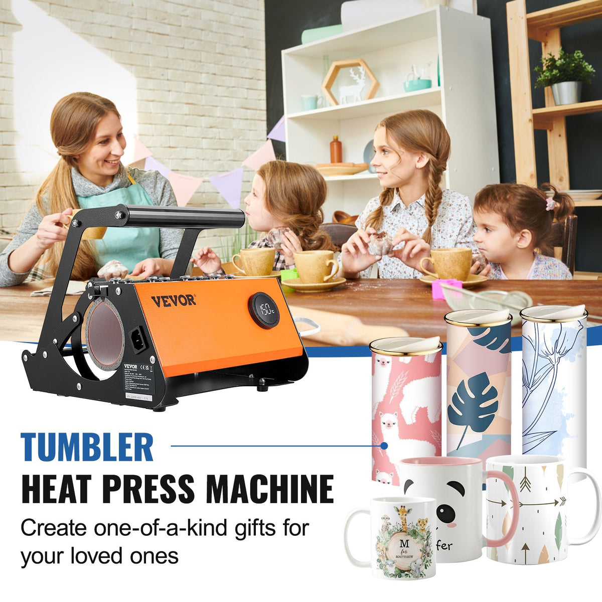 VEVOR Mug and Tumbler Heat Press 330–890 ml for Straight Mugs and Glasses