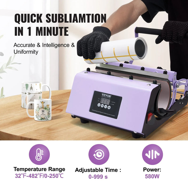 VEVOR termoprese sublimācijas krūzēm un termokrūzēm, 311,8–850,5 g, violeta