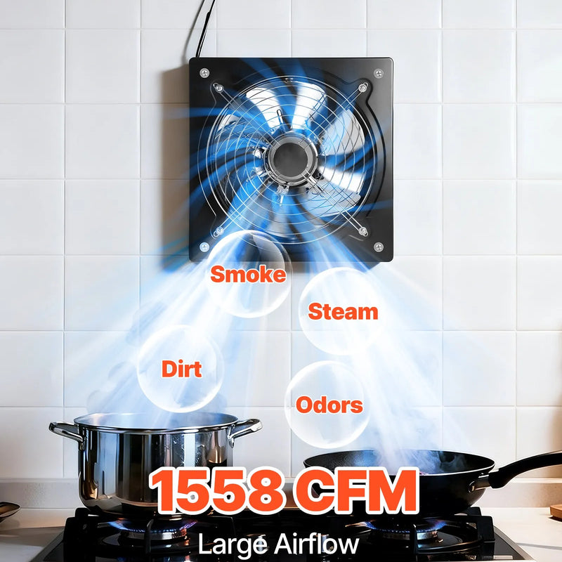 VEVOR 30,5 cm sienas izplūdes ventilators 2 647 m³/h ar ātruma regulēšanu, 70 W, augstas jaudas ventilācija darbnīcai, garāžai, bēniņiem, pagrabam, virtuvei un vistu kūtij