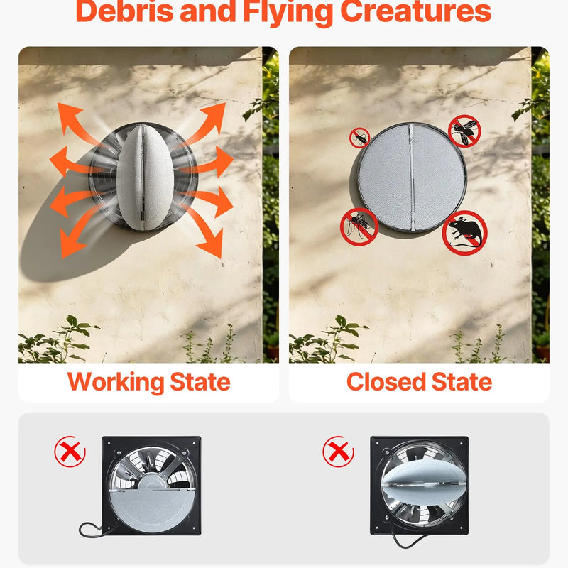 VEVOR 30,5 cm sienas izplūdes ventilators 2 647 m³/h ar ātruma regulēšanu, 70 W, augstas jaudas ventilācija darbnīcai, garāžai, bēniņiem, pagrabam, virtuvei un vistu kūtij