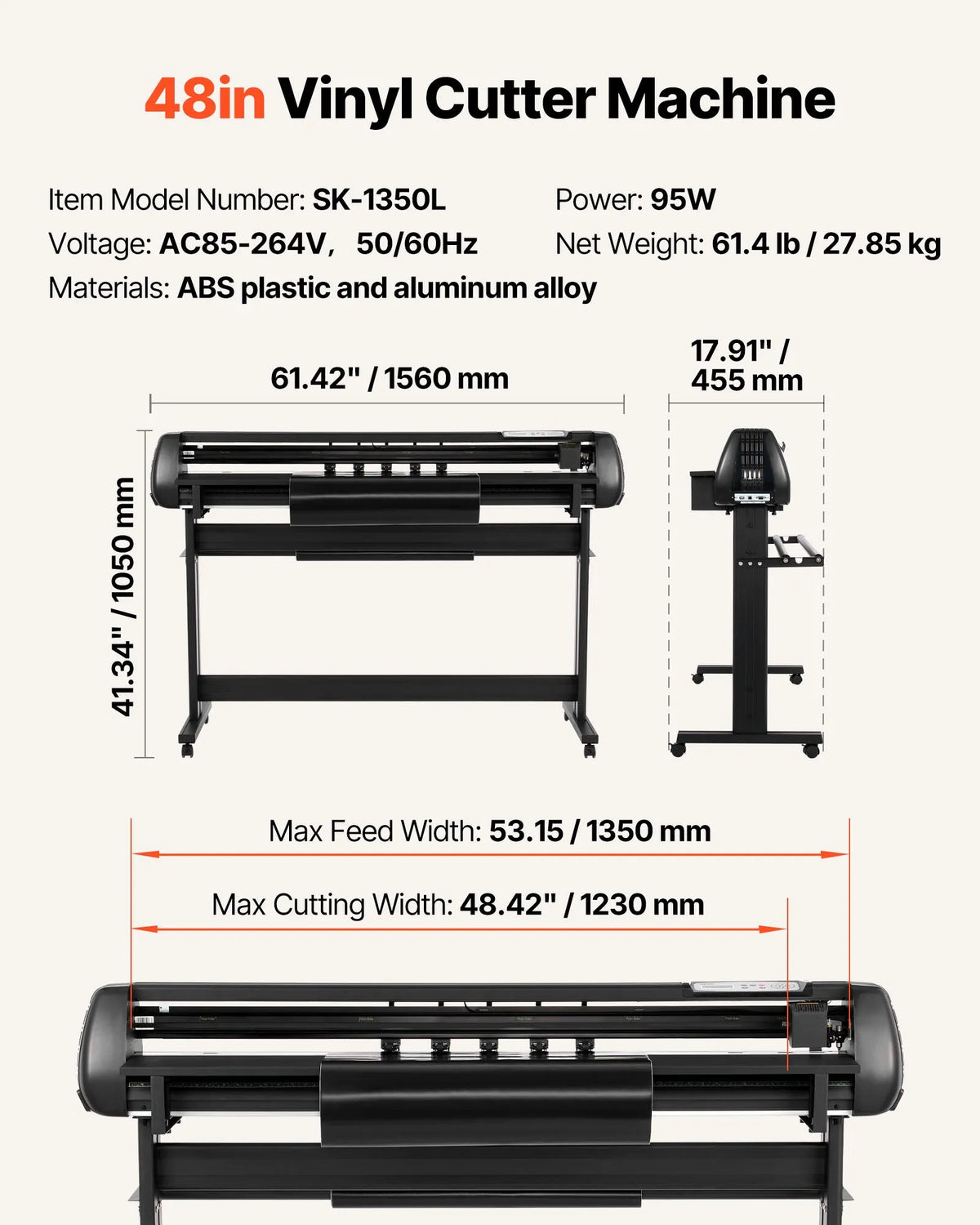 VEVOR vinila griešanas ploteris ar 1350 mm maksimālo materiāla padevi, diviem asmeņiem, regulējamu griešanas spēku un ātrumu, LED displeju, ar SignMaster programmatūru, saderīgs ar Windows un macOS - ZEMLETES.LV