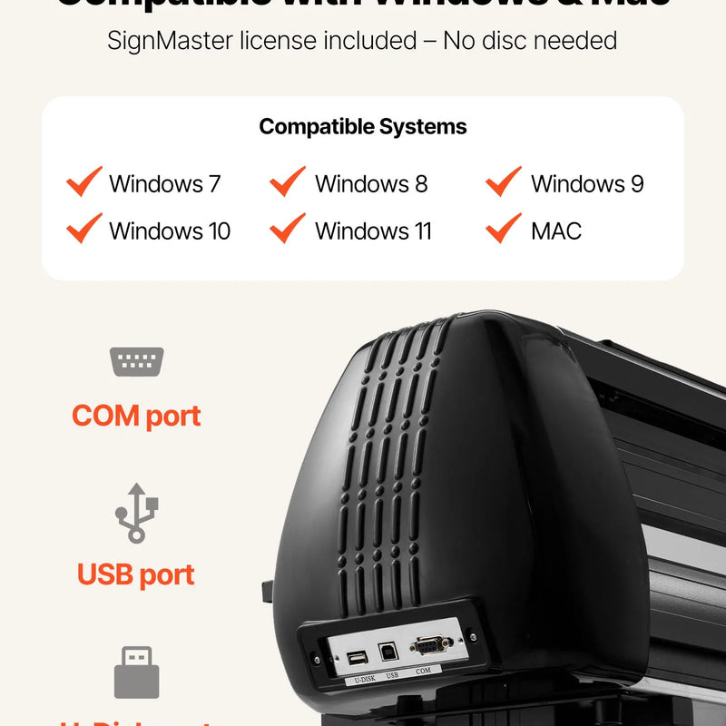 VEVOR 720 mm vinila griešanas ploteris ar dubultiem asmeņiem, regulējamu spiedienu un ātrumu, LED displeju un SignMaster programmatūru, saderīgs ar Windows un macOS - ZEMLETES.LV