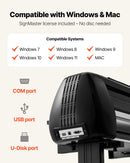VEVOR 720 mm vinila griešanas ploteris ar dubultiem asmeņiem, regulējamu spiedienu un ātrumu, LED displeju un SignMaster programmatūru, saderīgs ar Windows un macOS - ZEMLETES.LV