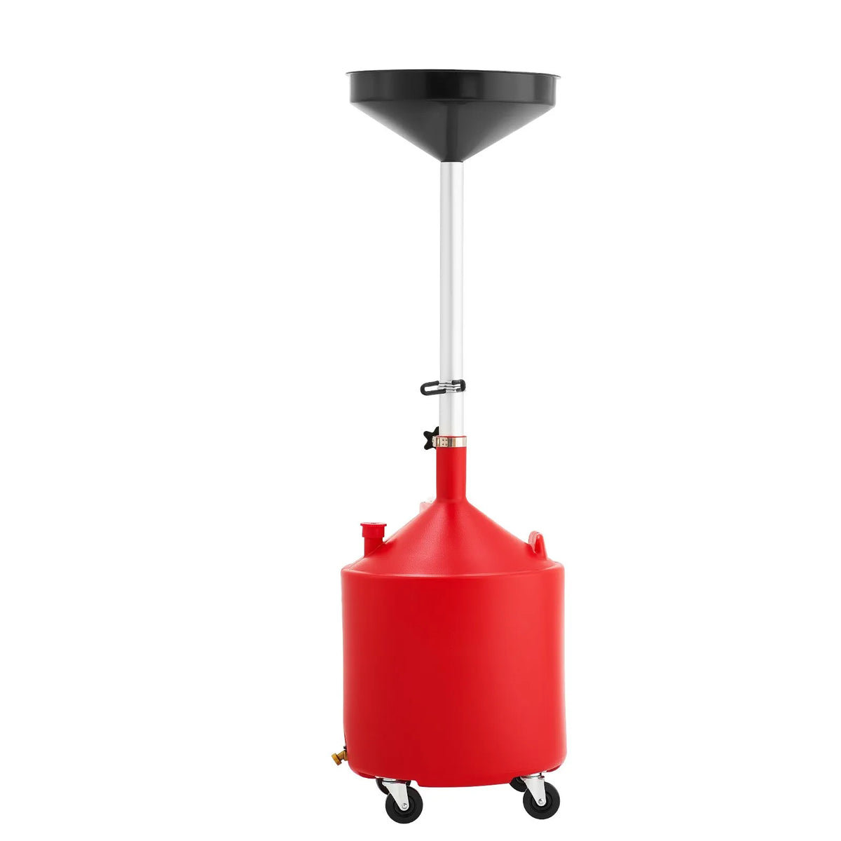 VEVOR 68 L Oil Drain Tank with Adjustable Funnel Height, Mobile Design with Wheels, for Oil and Fluid Drainage in Auto Repair Shops and Garages, Red