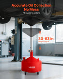 30 L eļļas noteces tvertne ar regulējamu piltuves augstumu, pārvietojama ar riteņiem, tērauda konstrukcija, sarkana