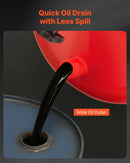 30 L eļļas noteces tvertne ar regulējamu piltuves augstumu, pārvietojama ar riteņiem, tērauda konstrukcija, sarkana