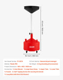 30 L eļļas noteces tvertne ar regulējamu piltuves augstumu, pārvietojama ar riteņiem, tērauda konstrukcija, sarkana