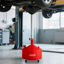 30 L eļļas noteces tvertne ar regulējamu piltuves augstumu, pārvietojama ar riteņiem, tērauda konstrukcija, sarkana