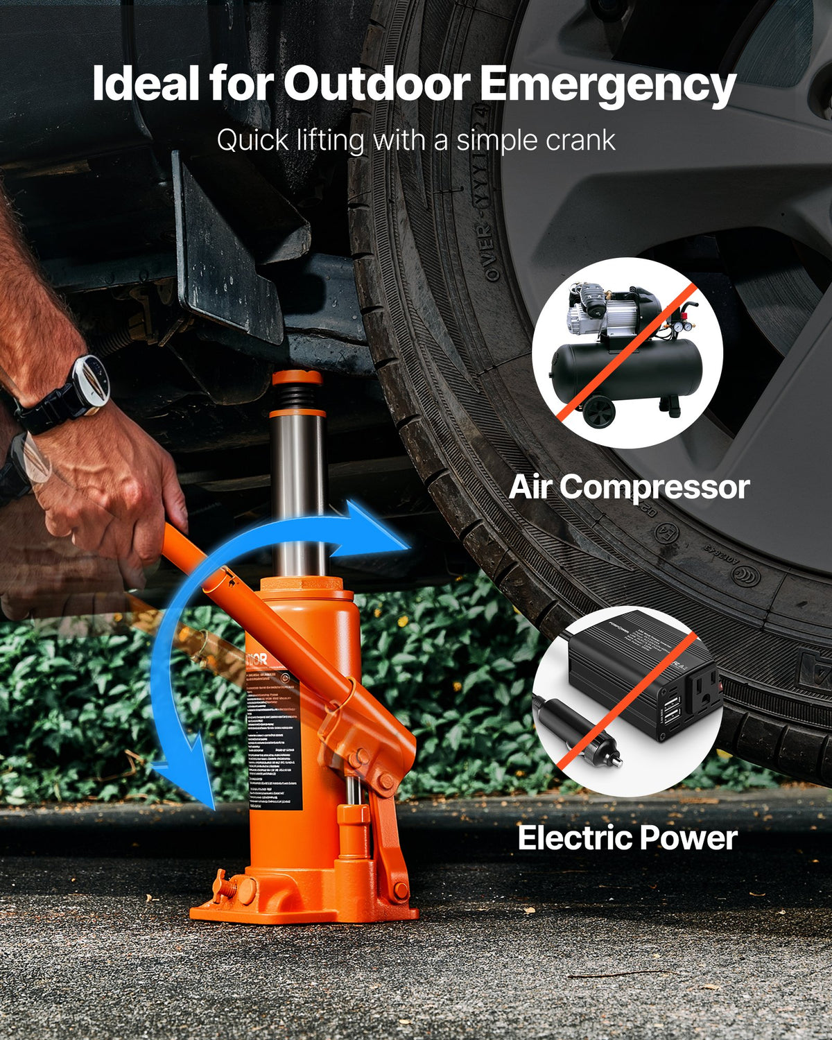 Hydraulic bottle jack, 10 t, 235–470 mm, orange
