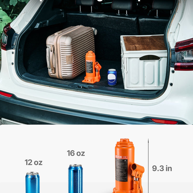 Hidrauliskais pudeļveida domkrats, 10 t, 235-470 mm, oranžs