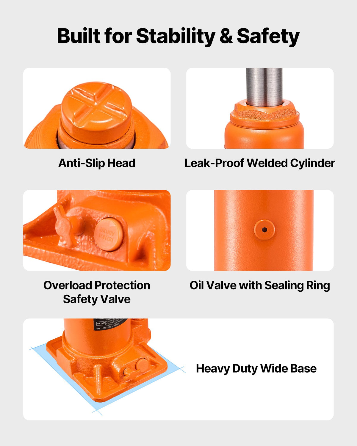 Hydraulic bottle jack, 10 t, 235–470 mm, orange