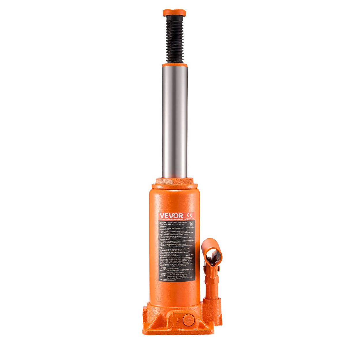 Hydraulic bottle jack, 10 t, 235–470 mm, orange