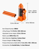 Hidrauliskais pudeļveida domkrats, 4 t, 185-350 mm, oranžs