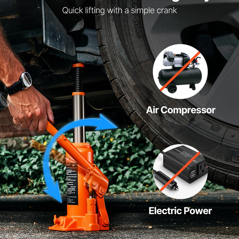 Hidrauliskais pudeļveida domkrats, 6 t, 195-375 mm, oranžs