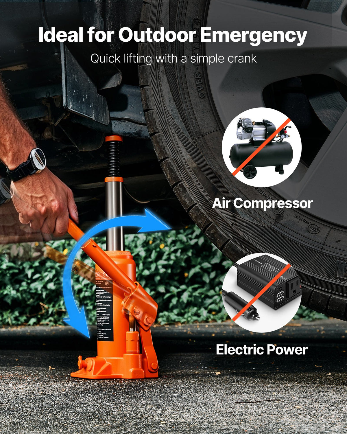 Hydraulic bottle jack, 6 t, 195–375 mm, orange