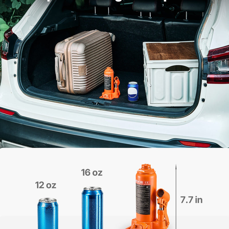 Hidrauliskais pudeļveida domkrats, 6 t, 195-375 mm, oranžs