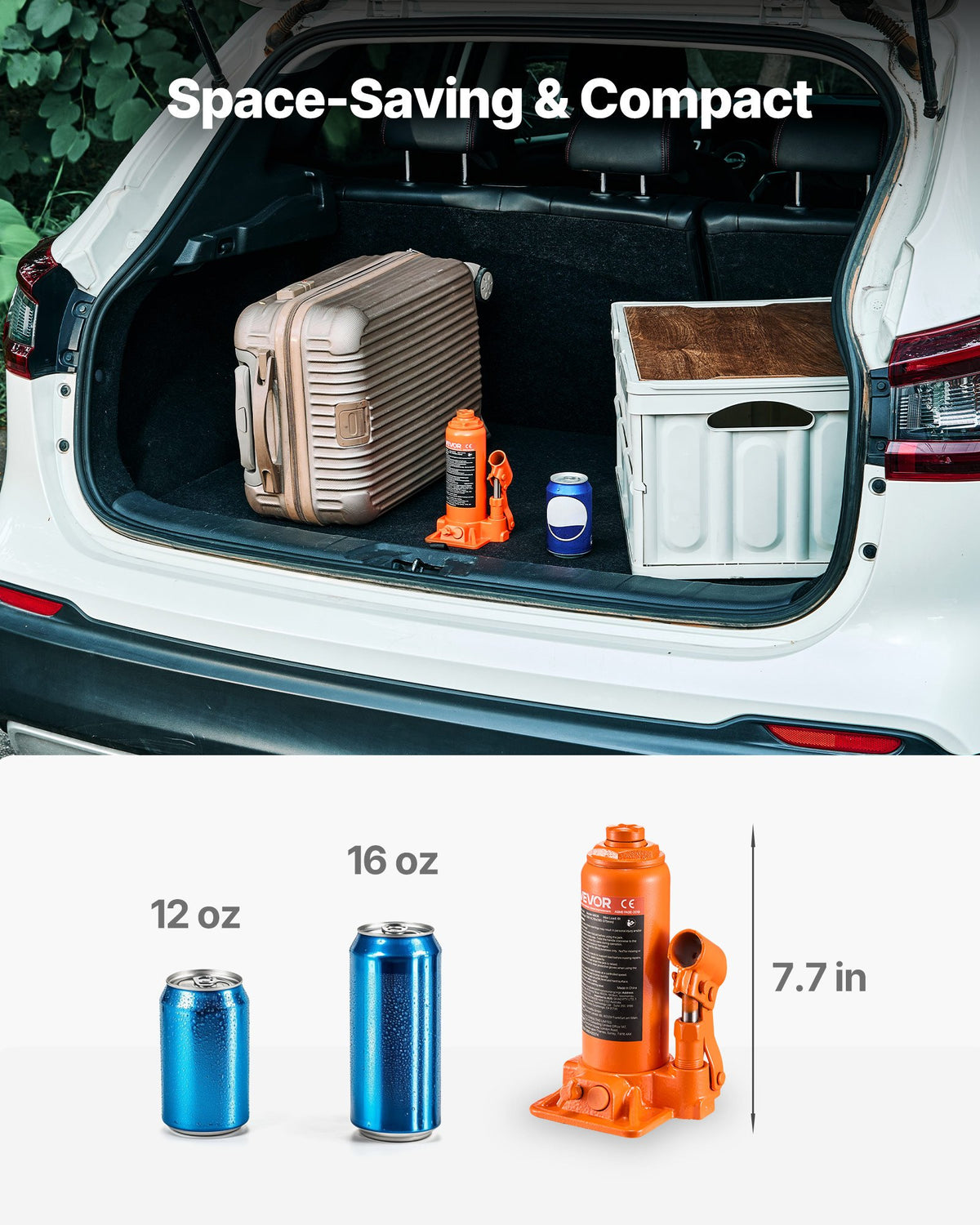 Hydraulic bottle jack, 6 t, 195–375 mm, orange