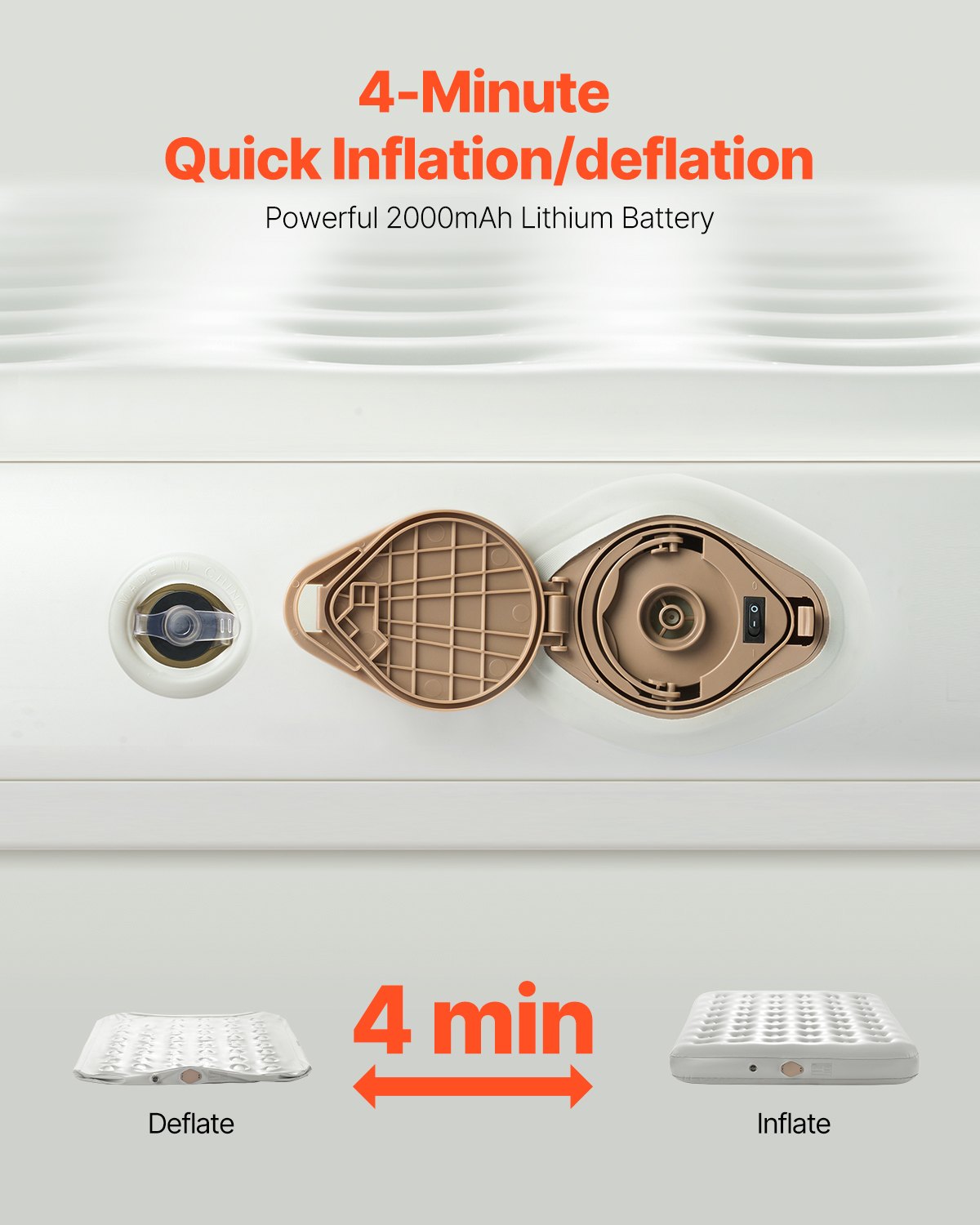 VEVOR Inflatable Air Mattress with Frame and Pump, 2-Person, Camping, Up to 272 kg Load Capacity