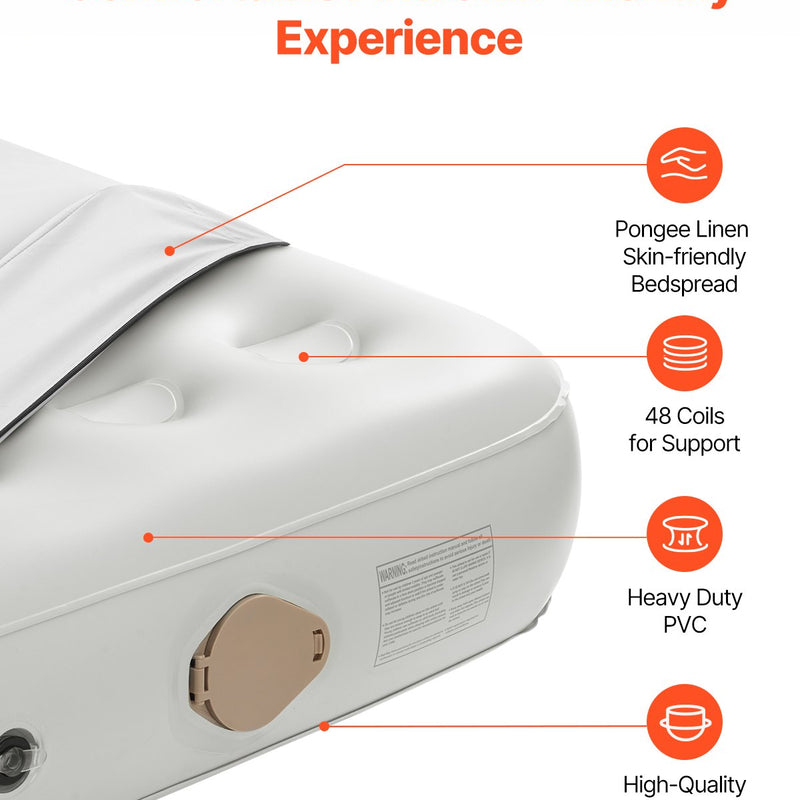 VEVOR piepūšamais matracis ar rāmi un sūkni, 2 personām, kempingam, līdz 272 kg noslodzei