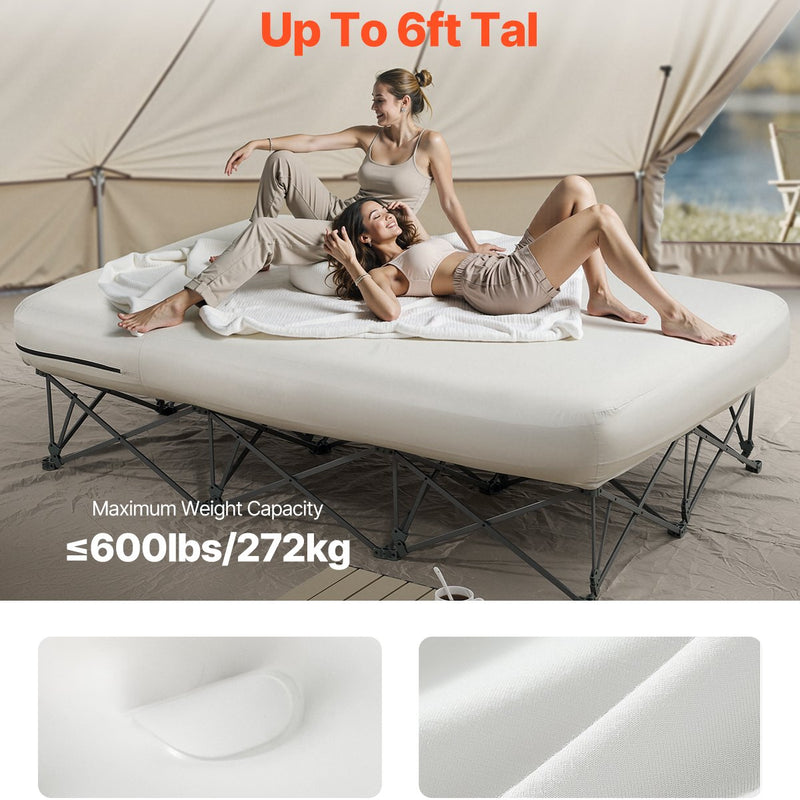 VEVOR piepūšamais matracis ar rāmi un sūkni, 2 personām, kempingam, līdz 272 kg noslodzei