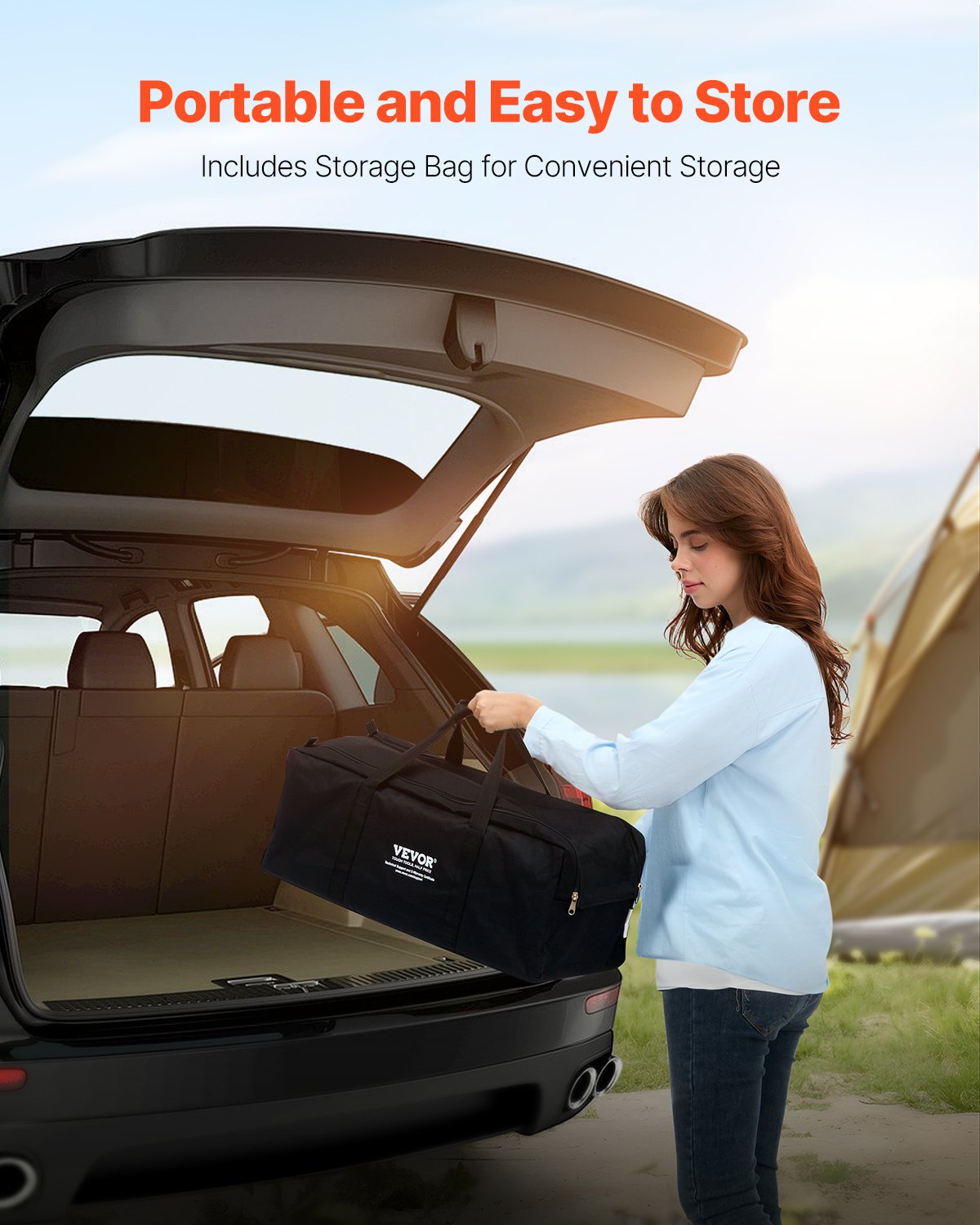 VEVOR Inflatable Air Mattress with Frame and Pump, 2-Person, Camping, Up to 272 kg Load Capacity