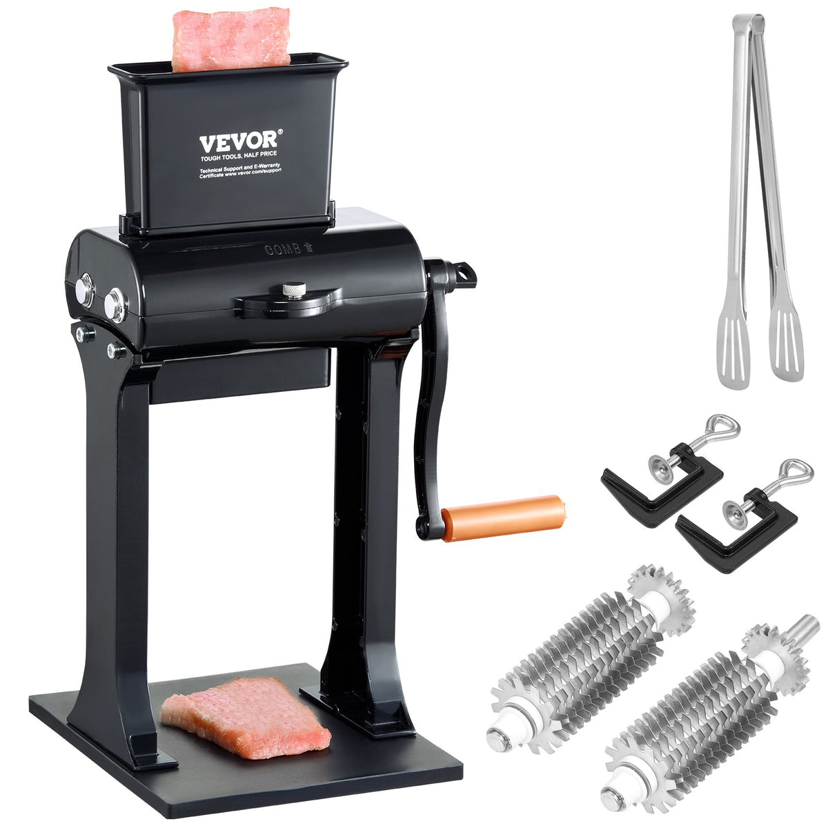 VEVOR Manual Meat Tenderiser, Stainless Steel, 14.7 cm Feed Opening