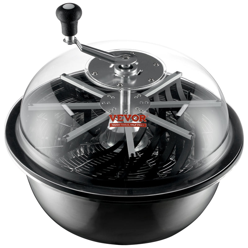 VEVOR 48,3 cm manuāls zaļumu griezējs ar caurspīdīgu vāku,  ar nerūsējošā  tērauda asmeņiem, komplektā salokāms augu žāvēšanas plaukts un rokas šķēres