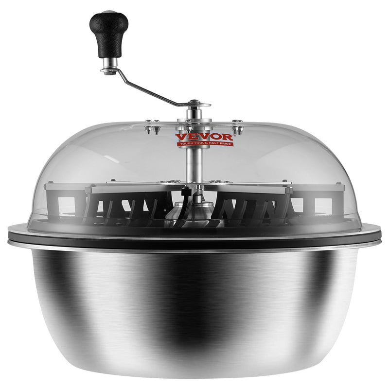 VEVOR 48,3 cm manuāls zaļumu griezējs ar caurspīdīgu vāku,  ar nerūsējošā  tērauda asmeņiem, komplektā salokāms augu žāvēšanas plaukts un rokas šķēres