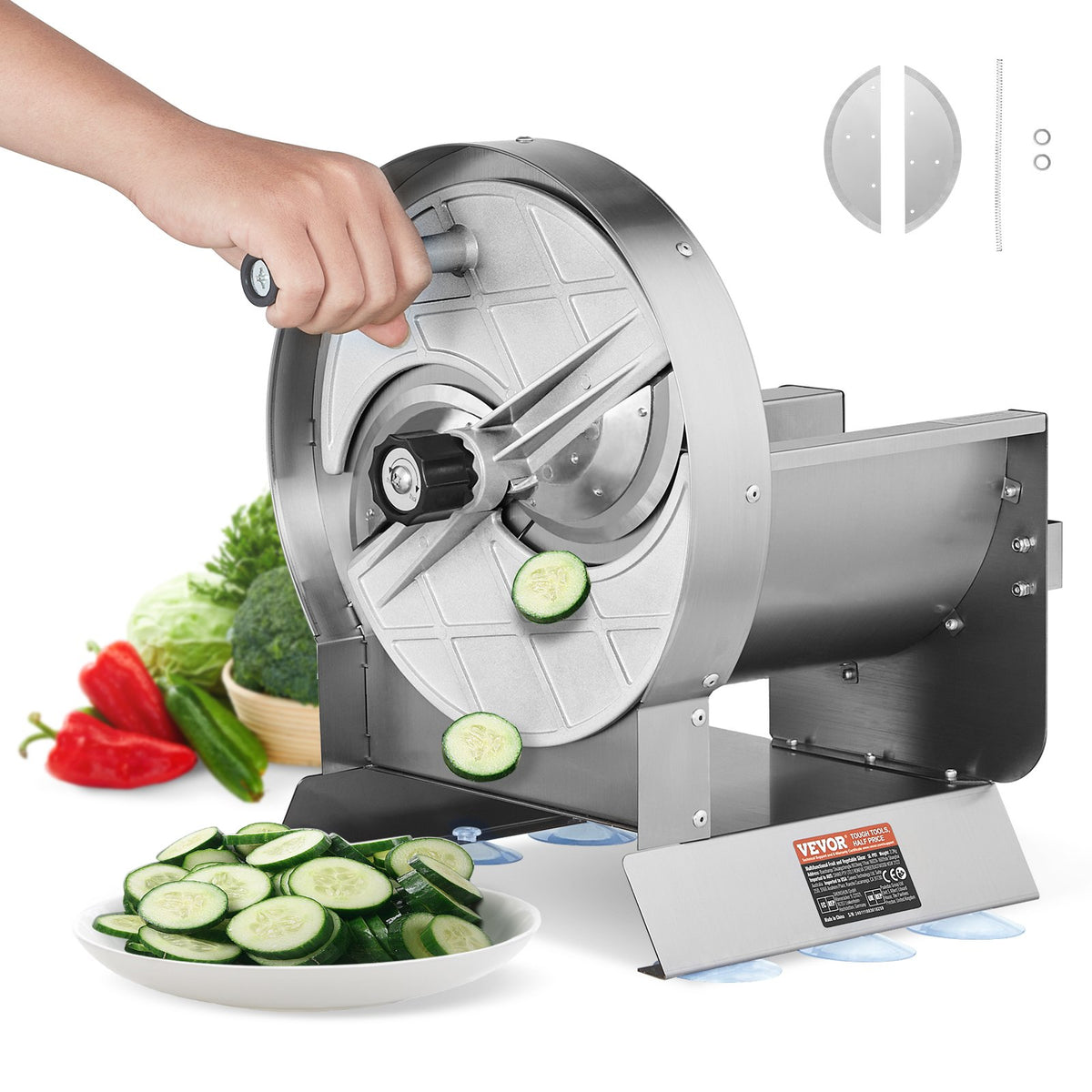 VEVOR Manual Vegetable Slicer 0–12 mm with 2 Spare Blades, Stainless Steel