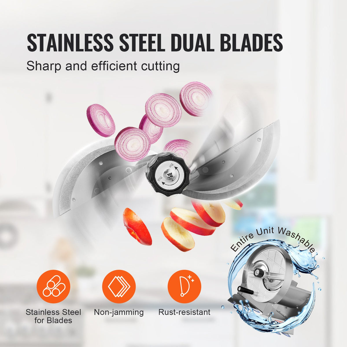VEVOR Manual Vegetable Slicer 0–12 mm with 2 Spare Blades, Stainless Steel