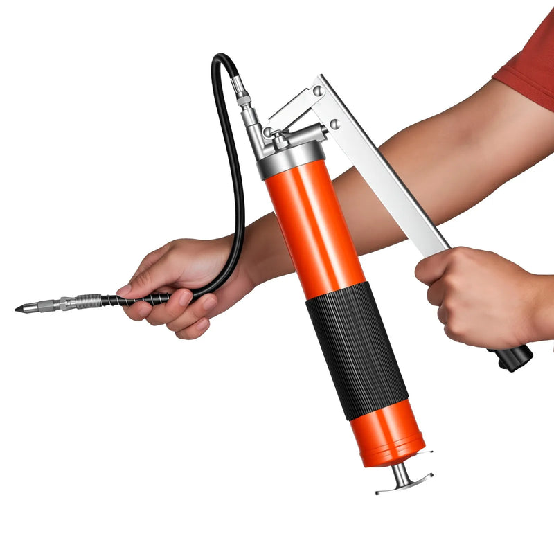 VEVOR smērviela pistole, 10 000 PSI augstspiediena, izturīgs smērvielas pistoles komplekts ar pistoles tipa rokturi, 0,4 l ietilpība, komplektā 46 cm elastīgā šļūtene, 1 stingra pagarinājuma caurule un 1 smailais uzgalis automobiļu un jūras tehnikai