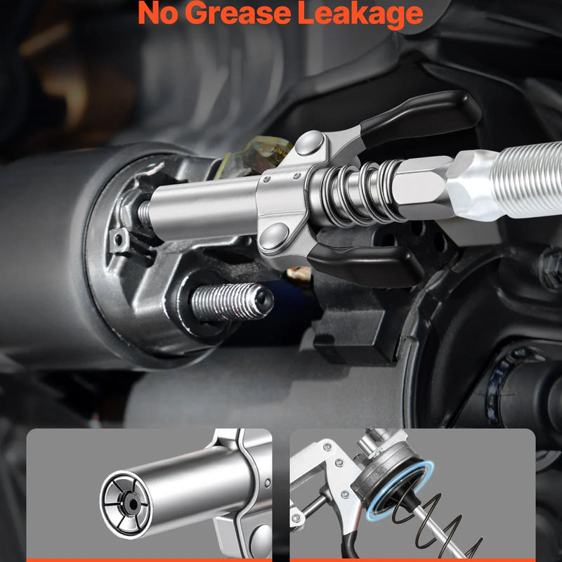 VEVOR smērvielas pistole, 8 000 PSI (≈552 bar), pistoles tipa smērvielas pistoles komplekts ar 0,4 l ietilpību, komplektā 46 cm elastīgā šļūtene, divroku smērzsavienojuma skava, stingra pagarinājuma caurule un smailais uzgalis automobiļu un jūras tehnikai