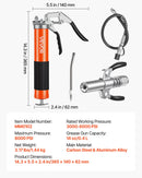 VEVOR smērvielas pistole, 8 000 PSI (≈552 bar), pistoles tipa smērvielas pistoles komplekts ar 0,4 l ietilpību, komplektā 46 cm elastīgā šļūtene, divroku smērzsavienojuma skava, stingra pagarinājuma caurule un smailais uzgalis automobiļu un jūras tehnikai