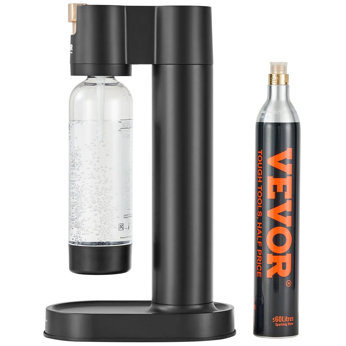 VEVOR Soda Maker with 1 L PET Bottle and CO₂ Cartridge, Compatible with 60 L Threaded Cylinders