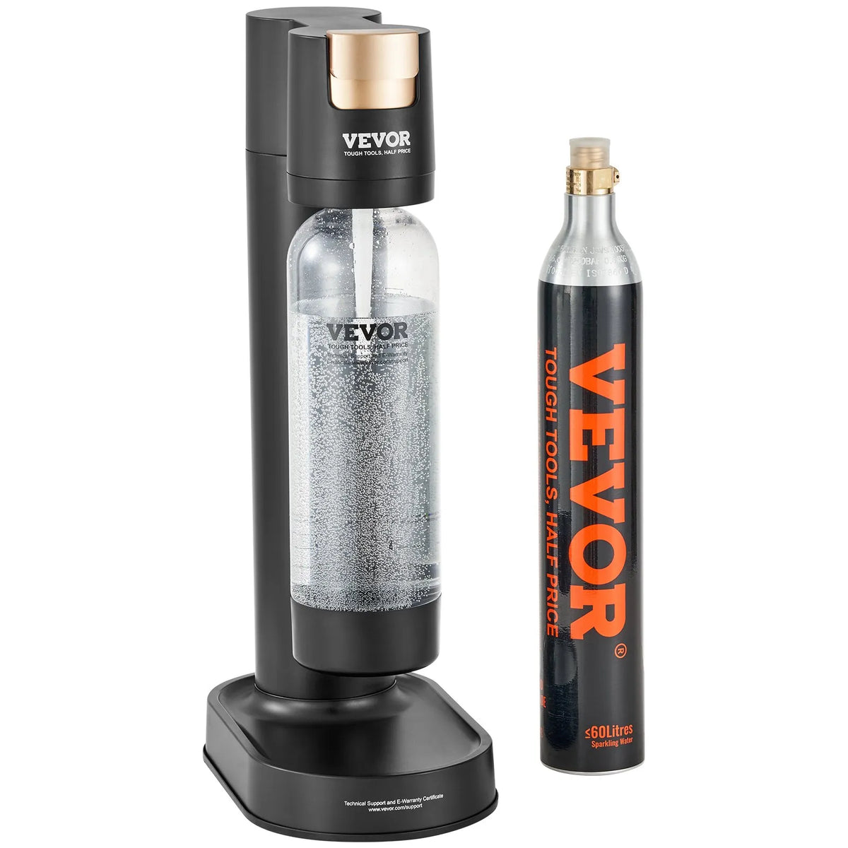VEVOR Soda Maker with 1 L PET Bottle and CO₂ Cartridge, Compatible with 60 L Threaded Cylinders