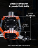 VEVOR pneimatiskais domkrats, 3 t trīskāršs gaisa spilvenu domkrats ar atbalsta stieni, pacelšanas augstums līdz 470 mm ar paaugstinātu kolonnu un regulējamu rokturi, 1–6 s ātra pneimatiskā pacelšana automobiļu, apvidus auto un pikapu remontam