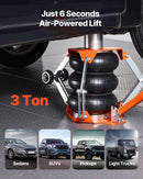 VEVOR pneimatiskais domkrats, 3 t trīskāršs gaisa spilvenu domkrats ar atbalsta stieni, pacelšanas augstums līdz 470 mm ar paaugstinātu kolonnu un regulējamu rokturi, 1–6 s ātra pneimatiskā pacelšana automobiļu, apvidus auto un pikapu remontam