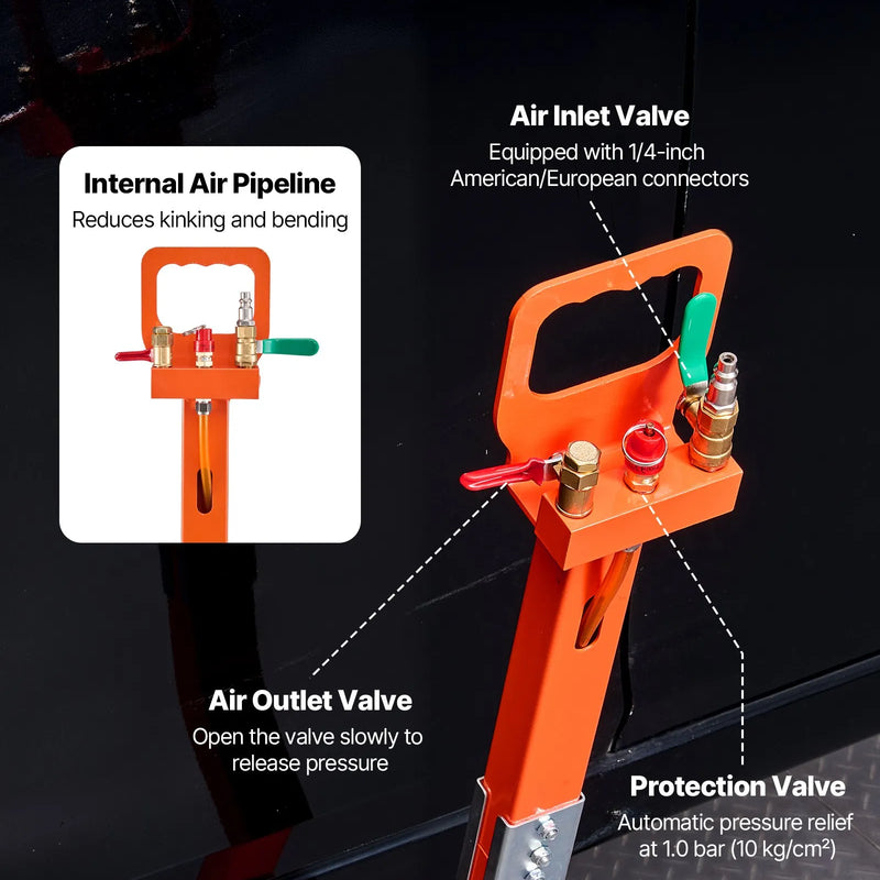 VEVOR pneimatiskais domkrats, 3 t trīskāršs gaisa spilvenu domkrats ar atbalsta stieni, pacelšanas augstums līdz 470 mm ar paaugstinātu kolonnu un regulējamu rokturi, 1–6 s ātra pneimatiskā pacelšana automobiļu, apvidus auto un pikapu remontam