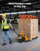 Rokas palešu rati, 2,5 t kravnesība, ar 122 × 68,6 cm dakšām materiālu pārvietošanai, dakšu pacelšanas augstuma diapazons 85-180 mm, piemēroti noliktavām, lielveikaliem un ražošanai