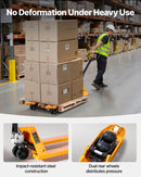 Rokas palešu rati, 2,5 t kravnesība, ar 122 × 68,6 cm dakšām materiālu pārvietošanai, dakšu pacelšanas augstuma diapazons 85-180 mm, piemēroti noliktavām, lielveikaliem un ražošanai