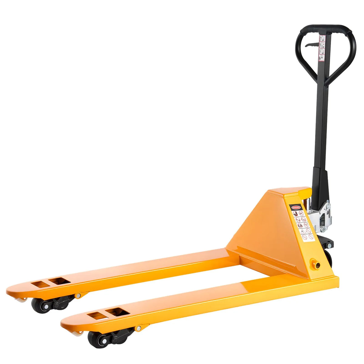 Hand pallet truck, 2.5 t load capacity, with 122 × 68.6 cm forks for material handling, fork lifting height range 85–180 mm, suitable for warehouses, supermarkets and manufacturing