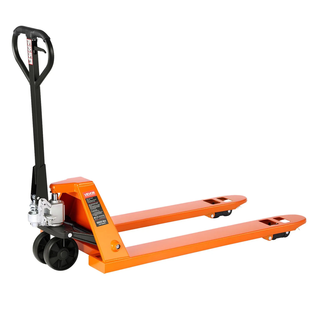 Hand pallet truck, 3 t load capacity, with 122 × 68.6 cm forks for material handling, fork lifting height range 85–180 mm, suitable for warehouses, supermarkets and manufacturing